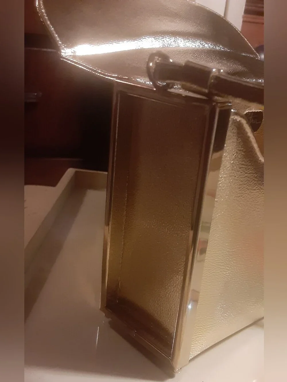 1950-60 ETRA Gold Metallic Box Purse w/Scarf - Glove Holder Attatched